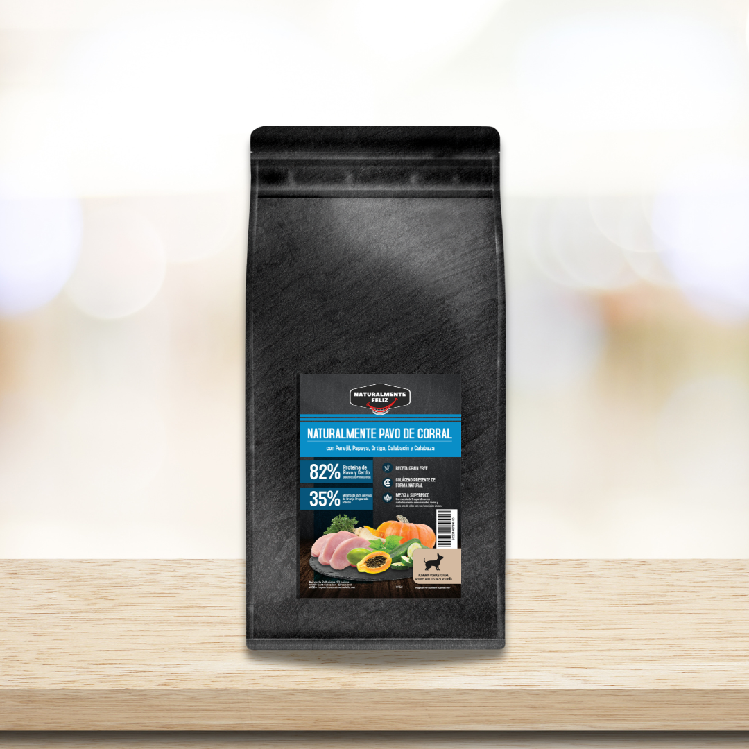 Pienso Perro Naturalmente Pavo de Corral con Super Alimentos - 2kg Pienso Seco Perro Raza Pequeña