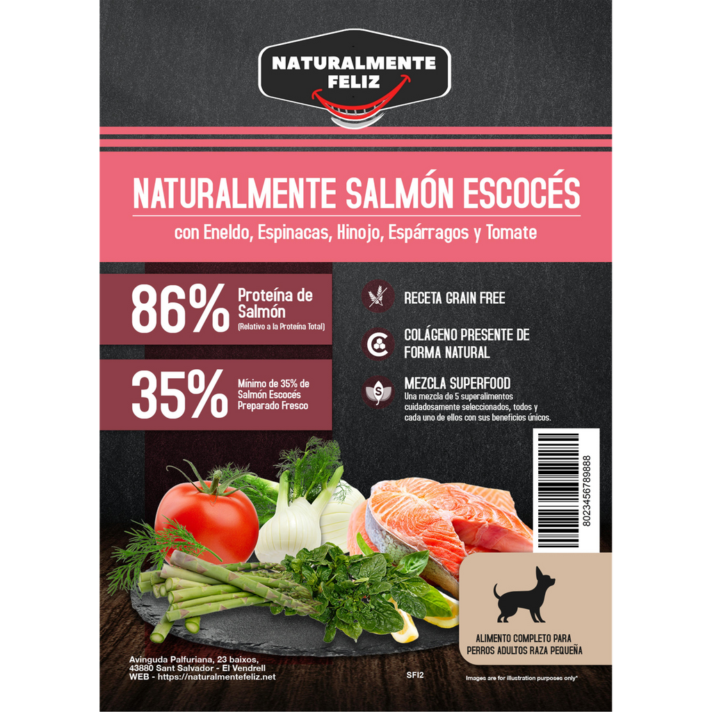 Pienso Perro Naturalmente Salmón Escocés con Super Alimentos - 2kg Pienso Seco Raza Pequeña