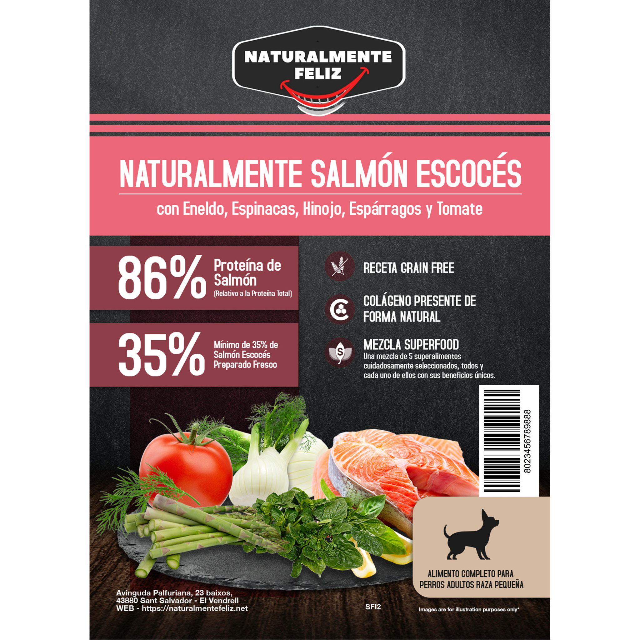 Pienso Perro Naturalmente Salmón Escocés con Super Alimentos - 2kg Pienso Seco Raza Pequeña