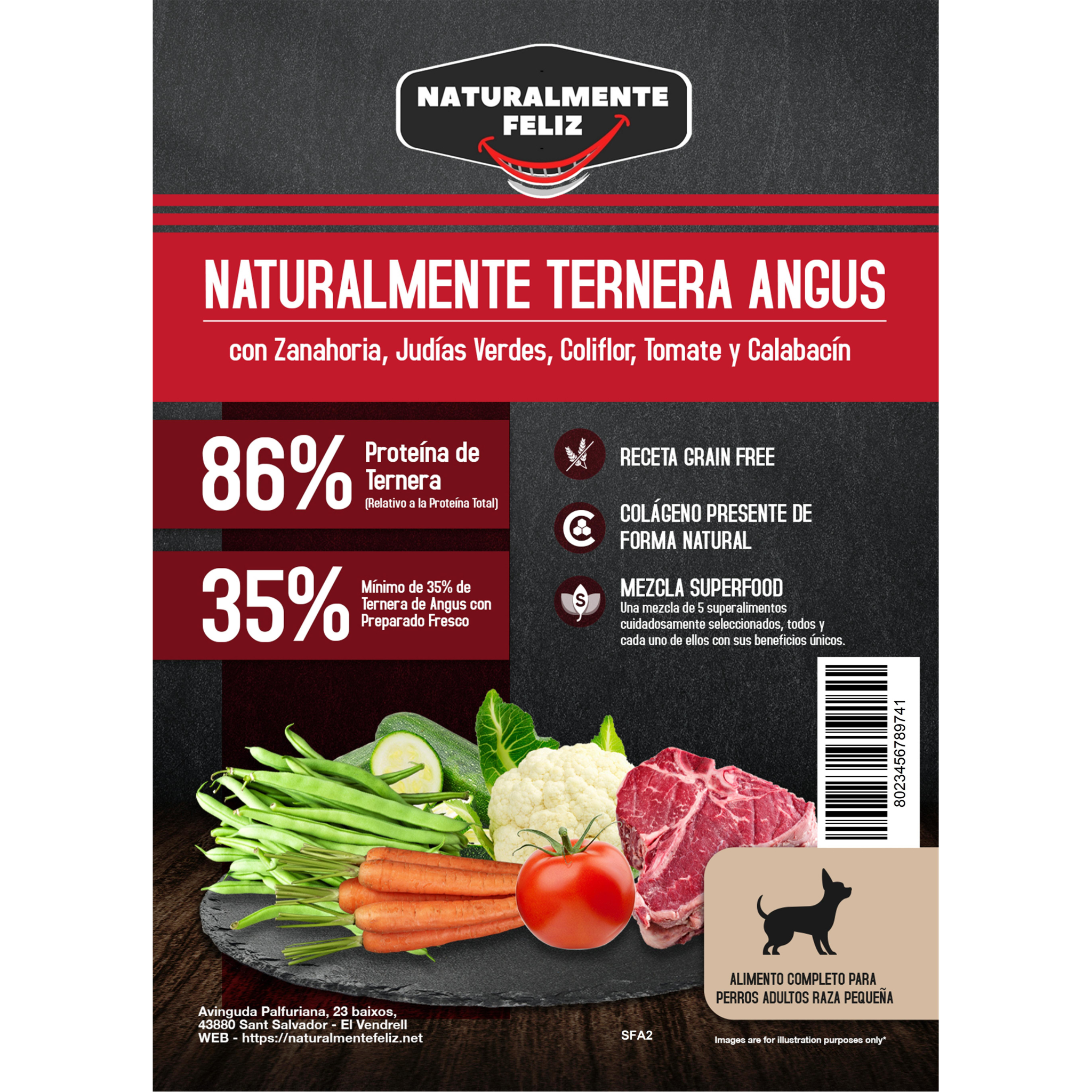 Pienso Perro Naturalmente Ternera Angus con Super Alimentos - 2kg Pienso Seco Raza Pequeña