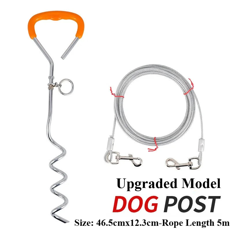 CLS Outdoor Pet Perno de acero para estaca de exterior para mascotas, cadena de alambre de acero