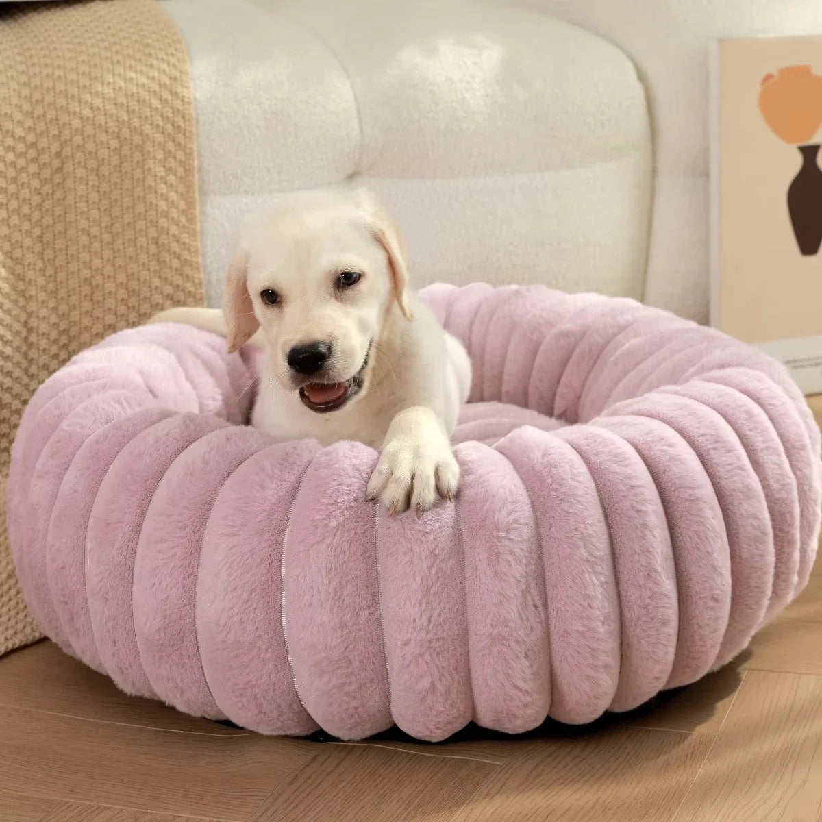 Cama redonda para mascotas de 40-70 cm, súper suave, tipo cama para gatos, casita de felpa larga para perros medianos, ideal para dormir en invierno.