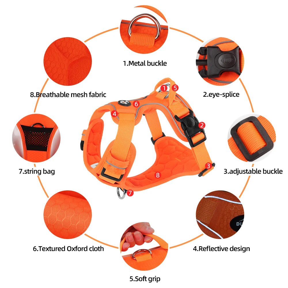 Arnés para perros que no tira, reflectante, de nailon, ajustable, mediano/grande