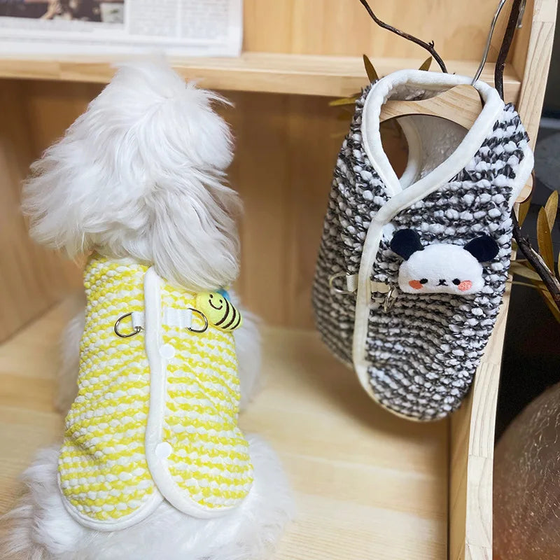 Lindo abrigo polar para perro con forma de oso y pato, ropa de otoño e invierno para cachorros, disfraz para mascotas, ropa para gatos, chihuahua, bulldog francés, chaleco tipo chaqueta