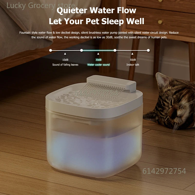Fuente de agua USB de 3 litros para mascotas con bomba y filtro. Dispensador de agua para gatos con sistema anti-sequedad y recirculación automática.
