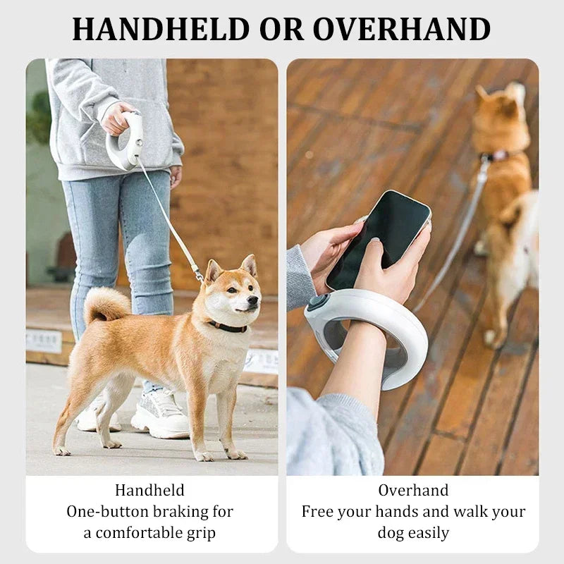 Correa luminosa y duradera de 3 m para perros, retráctil automática, de nailon, extensible, para pasear y correr cachorros.