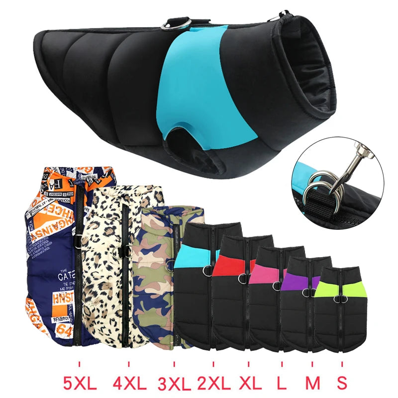 Chaleco acolchado impermeable con cremallera para perros pequeños, medianos y grandes (Pug, Chihuahua, Bulldog Francés).