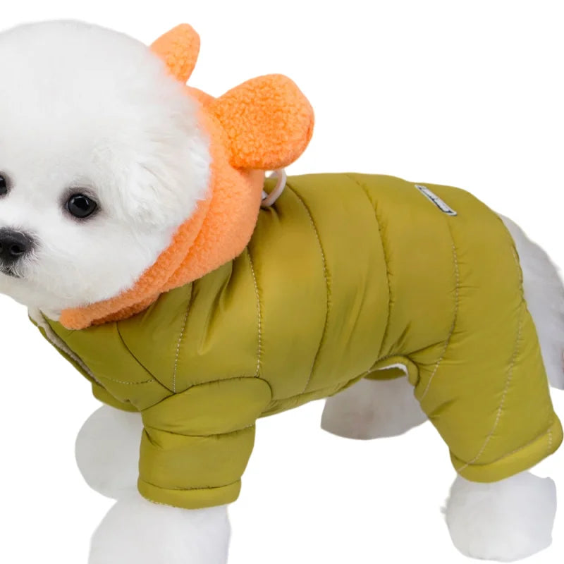 Mono impermeable para mascotas, ropa de invierno de forro polar para perros, abrigo con anilla en D