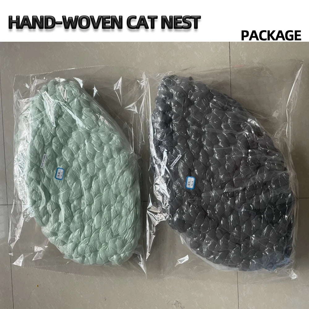 Nido para mascotas Weave Pet Nest, caseta para perros de tejido grueso, diámetro de 30 a 60 cm, cálida, desmontable, lavable, redonda, para gatos, disponible en todas las estaciones.