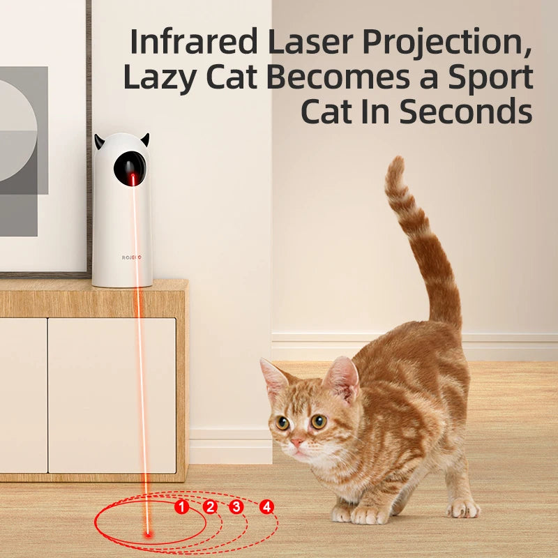 Juguete automático interactivo para gatos ROJECO con láser LED, ideal para estimular a tu mascota. Juguete electrónico portátil para gatos y perros.