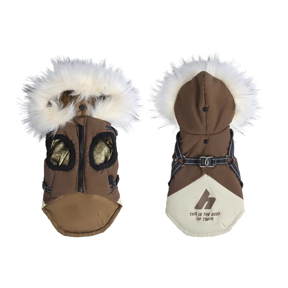 Abrigo de invierno cálido para mascotas, chaqueta con capucha de forro polar para cachorros