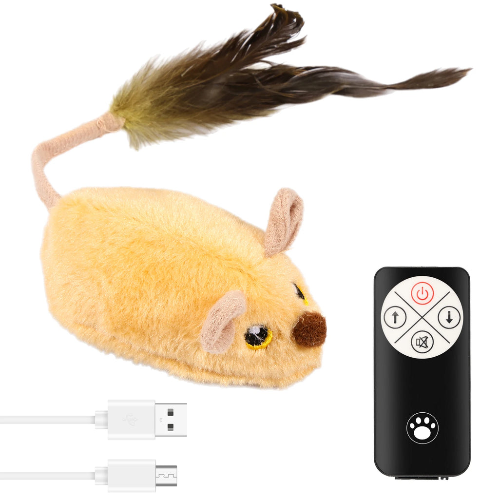 Ratón de peluche interactivo con luz LED, eléctrico, telecontrol, recargable, con movimiento.