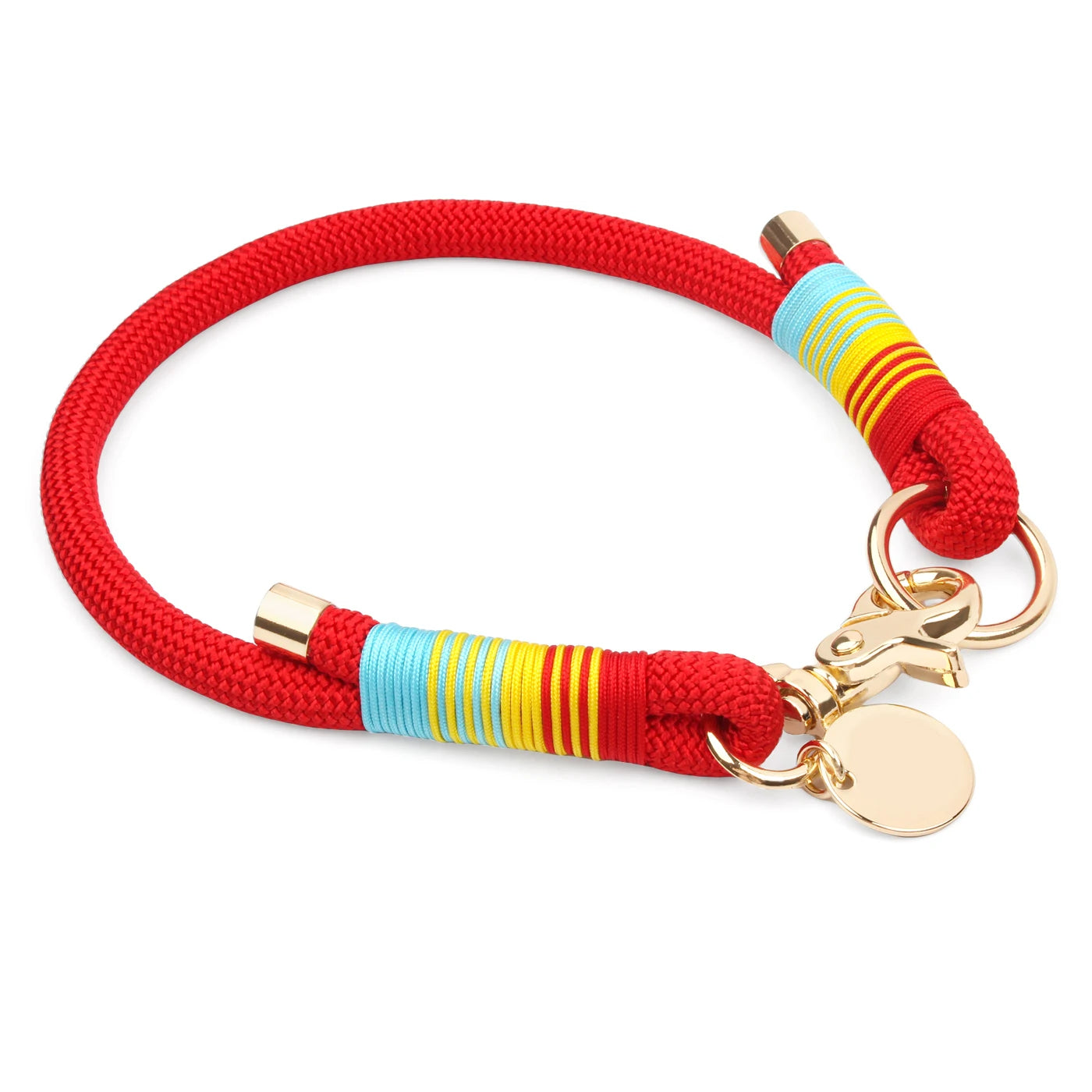 Collar para perro arcoíris trenzado de paracord colorido, anillo para el cuello para perros