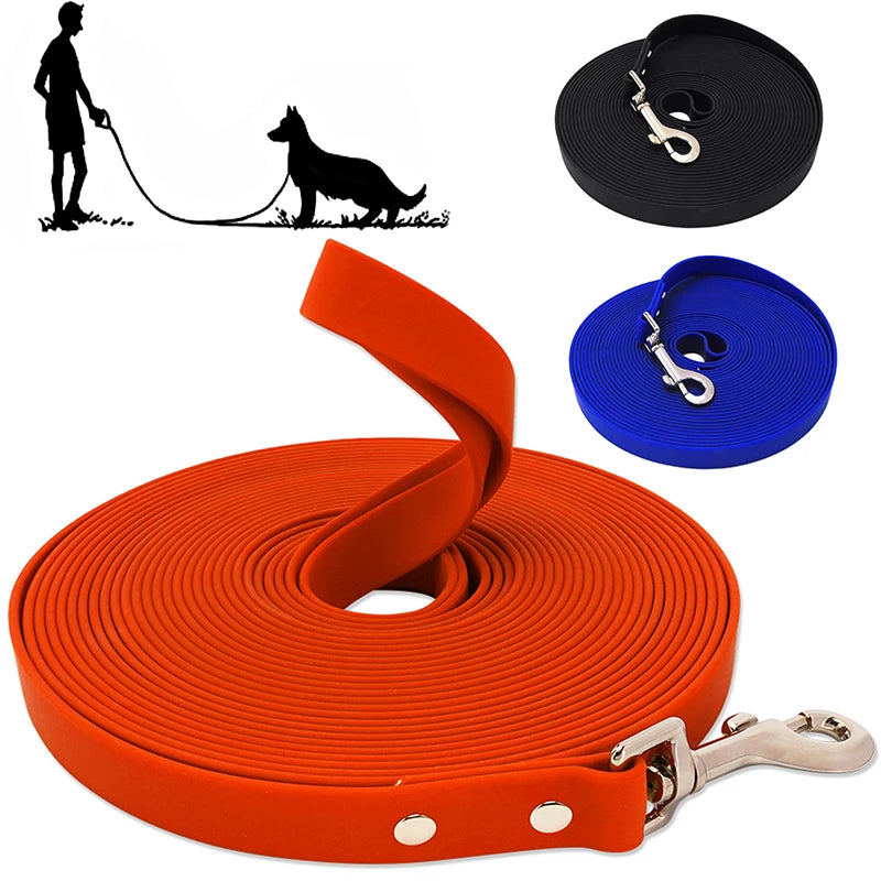 Correa impermeable para perros, larga, de PVC, fácil de limpiar, de cuerda, para perros pequeños, medianos, grandes y adultos. Ideal para pasear y entrenar. Disponible en 3 m, 5 m, 10 m y 15 m.