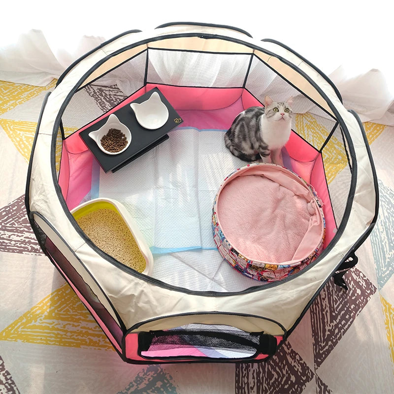 Parque plegable para mascotas, caseta para perros, accesorios de camping, jaula octogonal para mascotas, valla, parque de juegos exterior, refugio para cachorros