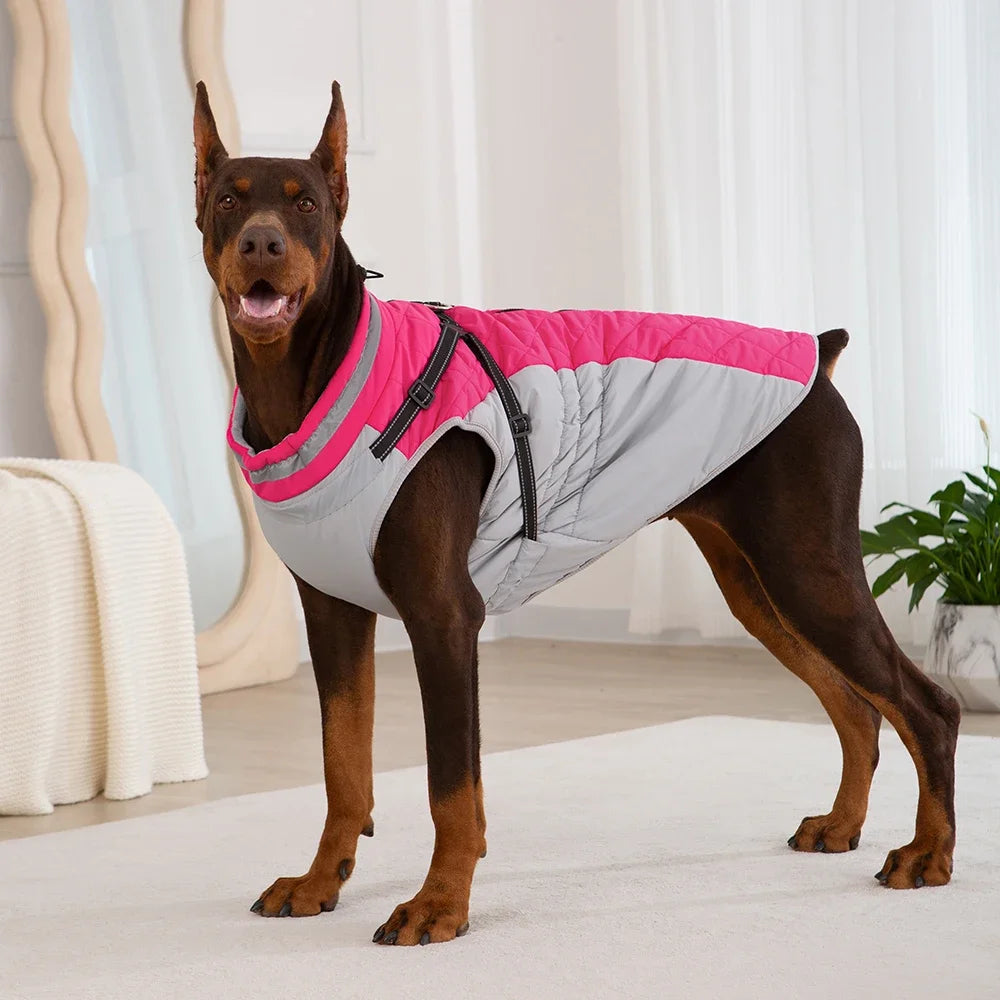 Chaqueta impermeable para mascotas con arnés, ropa de invierno cálida para perros pequeños y grandes, abrigo para labrador, chihuahua, bulldog francés