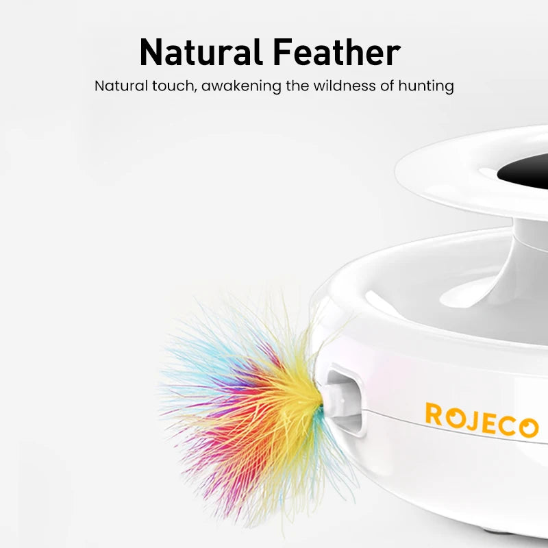ROJECO 2 en 1 Juguetes Inteligentes para Gatos: Pelota de Plumas Automática con 5 Modos de Juego para Perros y Gatos. Accesorios Electrónicos Interactivos para Mascotas.