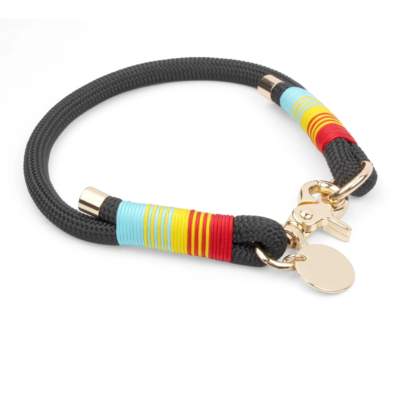 Collar para perro arcoíris trenzado de paracord colorido, anillo para el cuello para perros