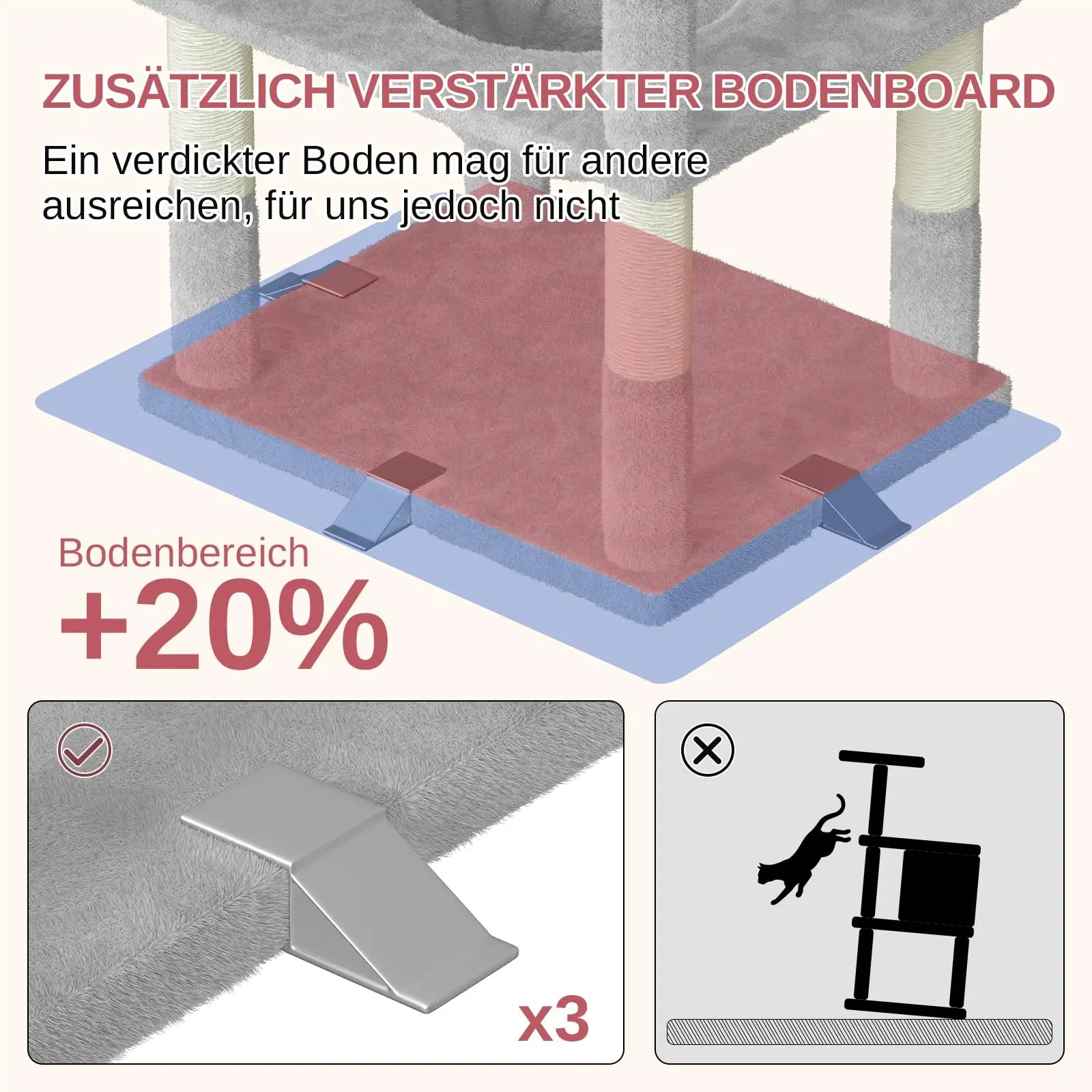 Árbol para gatos Oak & Tea XXL de 208 cm con rascador, hamaca y tabla rascadora. Seguro para gatos grandes.