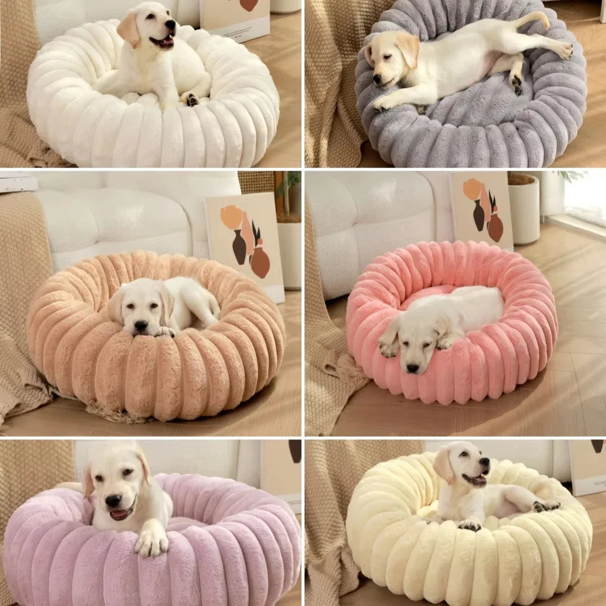 Cama redonda para mascotas de 40-70 cm, súper suave, tipo cama para gatos, casita de felpa larga para perros medianos, ideal para dormir en invierno.
