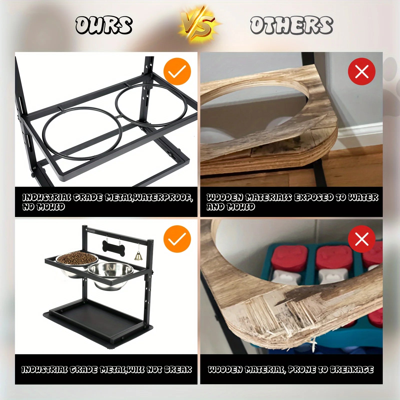 Soporte elevado ajustable para comederos de perros grandes y medianos