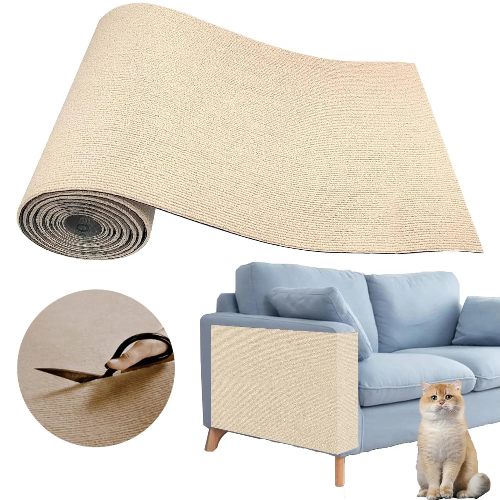 Protector de pared autoadhesivo antiarañazos para gatos, sofá, bricolaje, protección contra arañazos de gatos, patas afiladas, recortable, alfombra, rascador para gatos