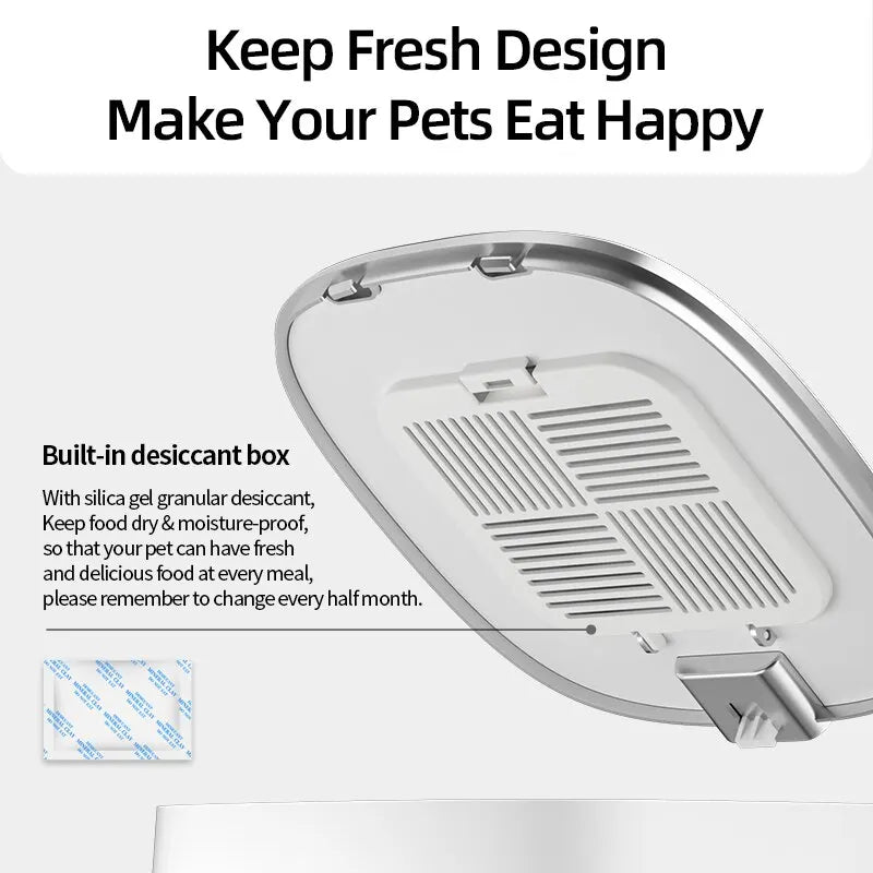 Comedero automático para gatos ROJECO, dispensador inteligente de croquetas con control remoto y botón WiFi. Compatible con gatos y perros.