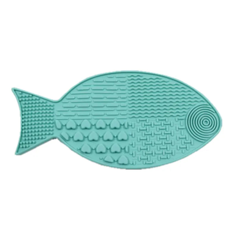 Tapete interactivo para lamer con forma de pez para gatitos con ventosas - Tapete de silicona SlowFeeder para alimentar mascotas y fomentar hábitos alimenticios saludables