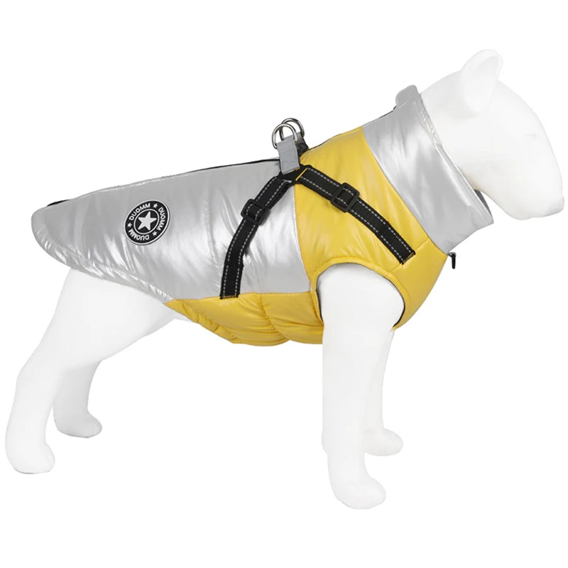 Chaqueta para perro con arnés, ropa de invierno cálida para perros pequeños y medianos, impermeable, para mascotas, disfraz para chihuahua y bulldog francés