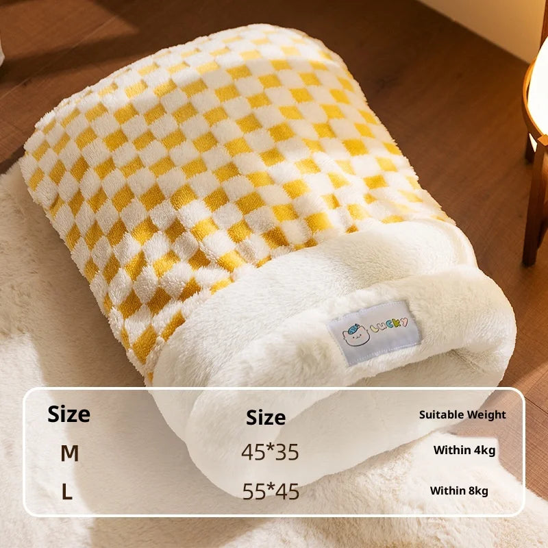 Cat sleeping bag Winter Portable Warm Feline Bed Cat Sleeping Bag Soft Fluffy Thickened Pet Pocket New Winter Pet Nests cat nest