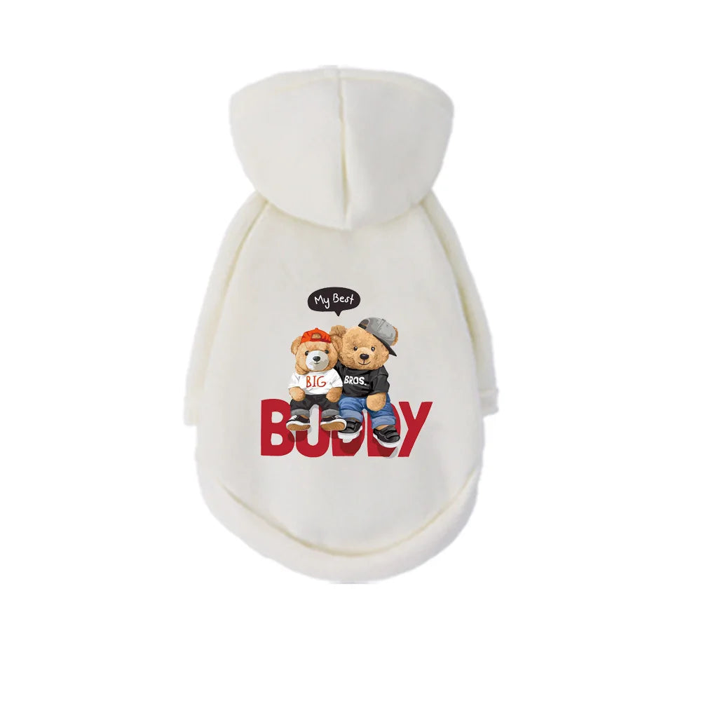 Sudadera con capucha para mascotas (gatos y perros). Diseño exclusivo estampado para pomerania y maltés.