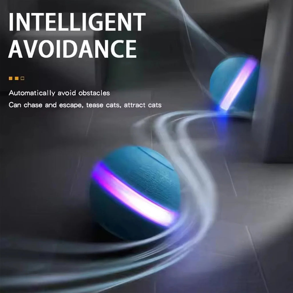 Pelota inteligente interactiva para gatos: juguete electrónico automático con luz LED para entretenimiento y entrenamiento.