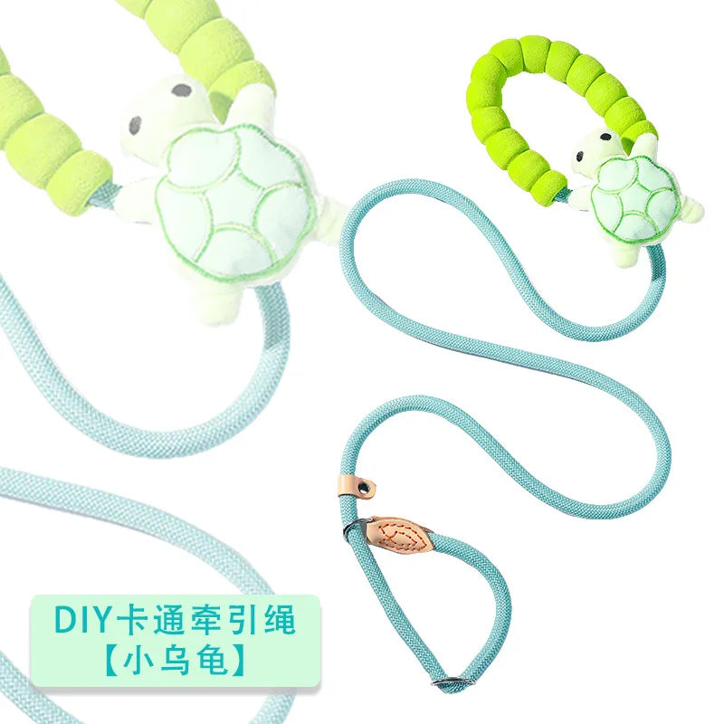 Correa para perro, nueva, hecha a mano, con dibujos animados, para pasear al aire libre.