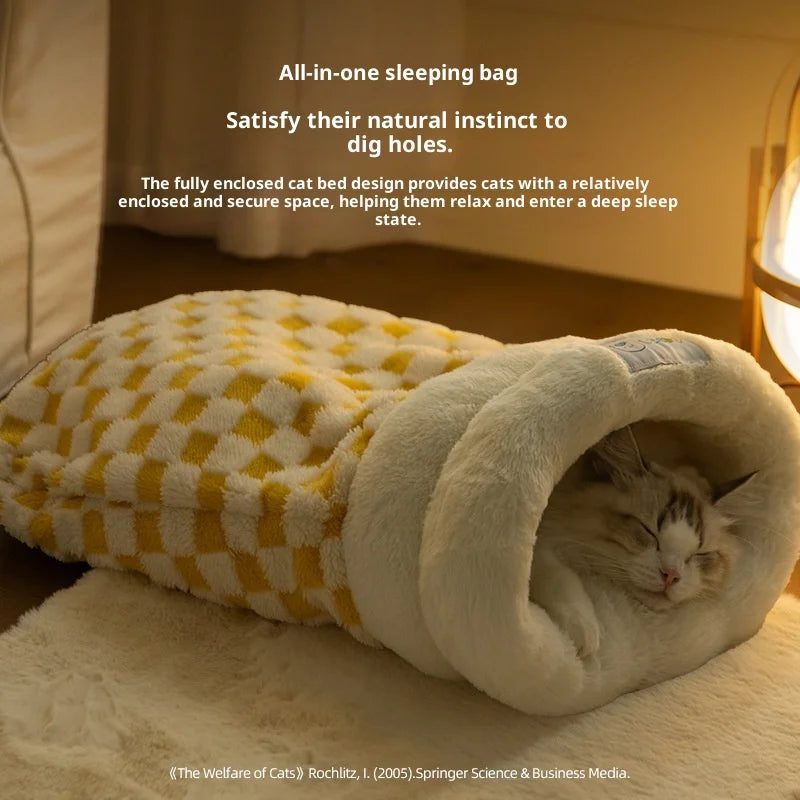Cat sleeping bag Winter Portable Warm Feline Bed Cat Sleeping Bag Soft Fluffy Thickened Pet Pocket New Winter Pet Nests cat nest