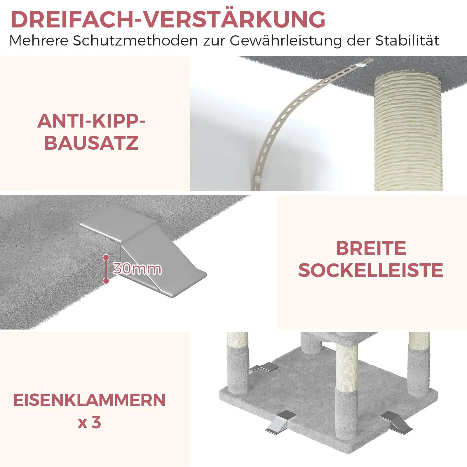 Árbol para gatos Oak & Tea XXL de 208 cm con rascador, hamaca y tabla rascadora. Seguro para gatos grandes.