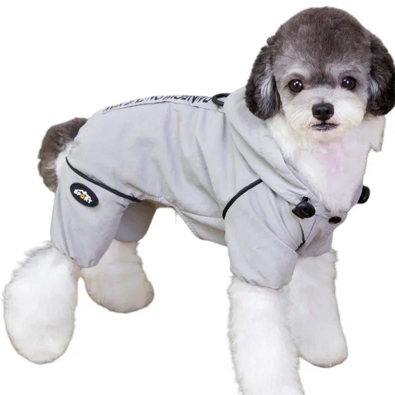Mono impermeable para mascotas, ropa de invierno de forro polar para perros, abrigo con anilla en D