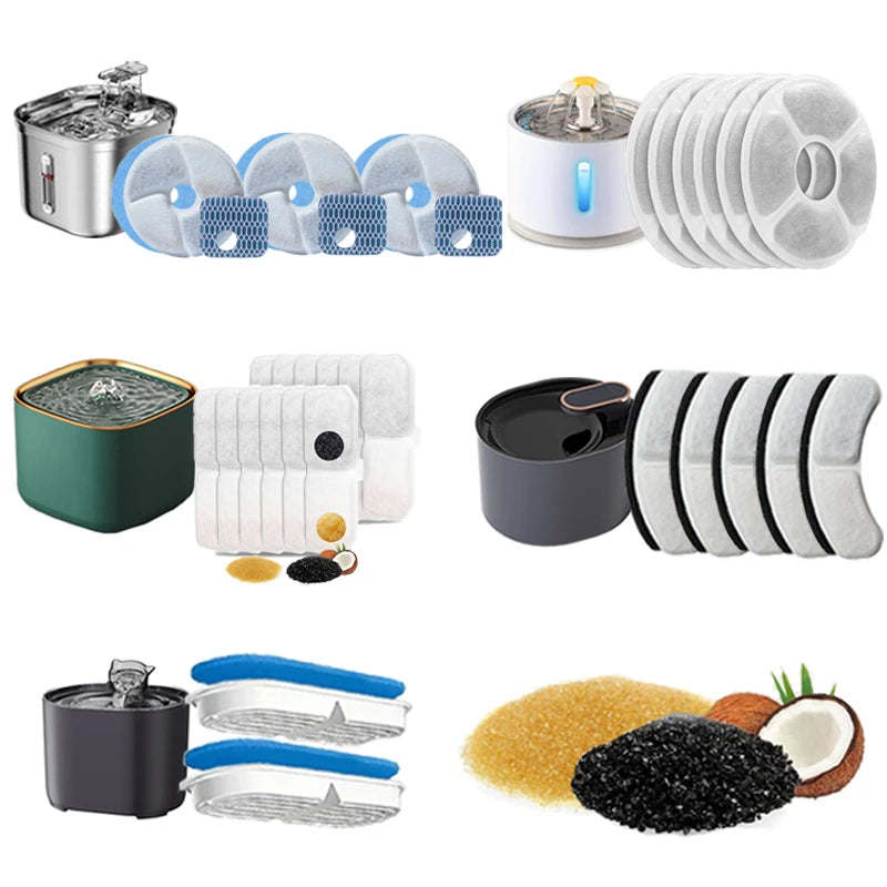 Filtro de repuesto para bebedero de mascotas con carbón activado, apto para dispensadores de agua para perros y gatos. Elemento filtrante y accesorios.