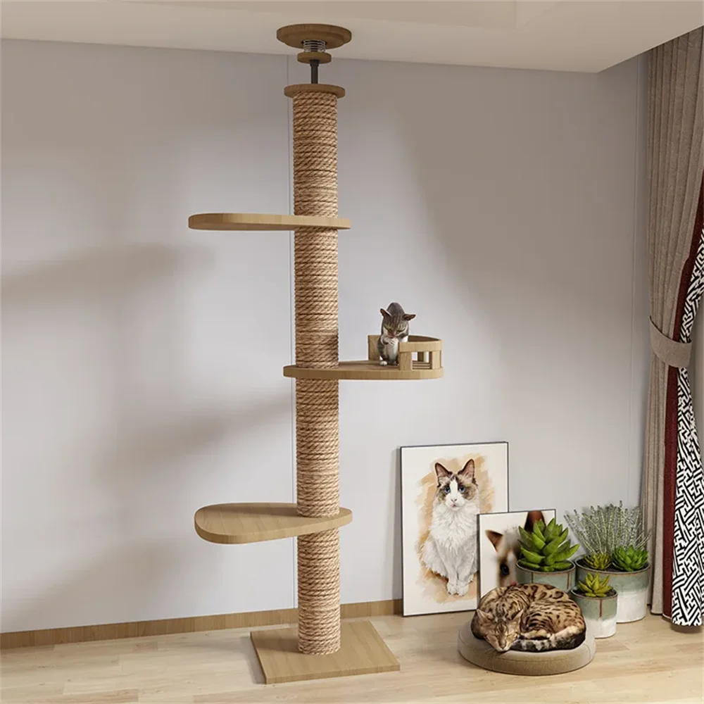 Casa para gatos ajustable, torre para gatos de piso a techo, condominio multinivel con rascador y hamaca. Productos para mascotas.