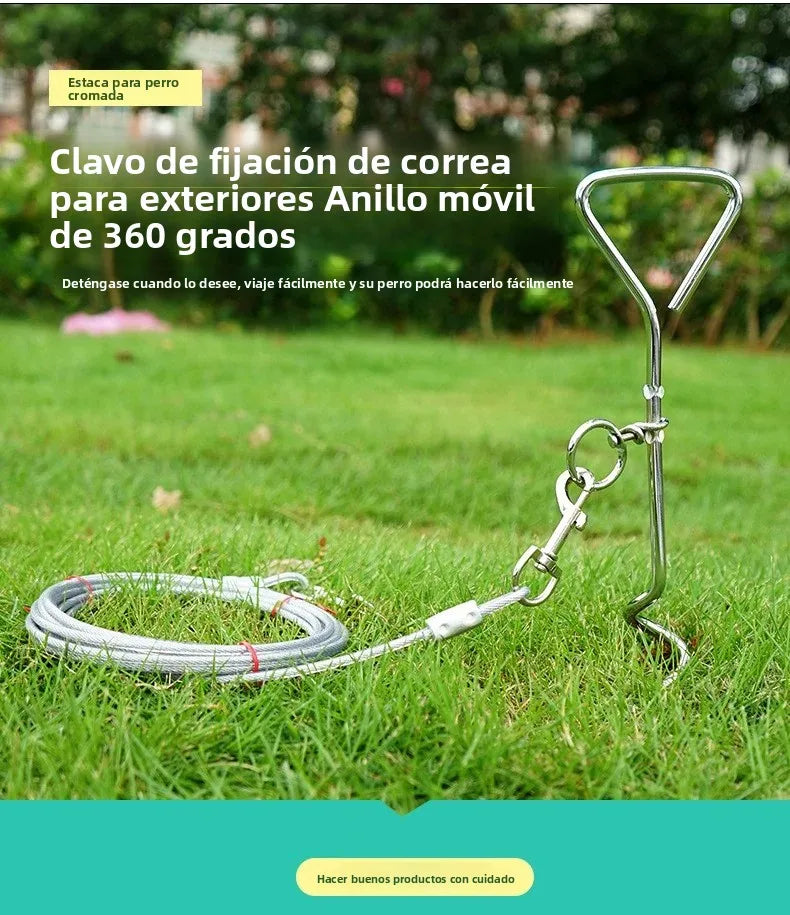 CLS Outdoor Pet Perno de acero para estaca de exterior para mascotas, cadena de alambre de acero