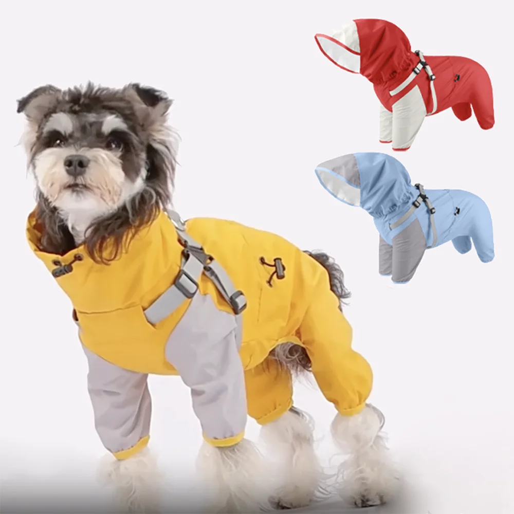 Abrigo impermeable para mascotas, chaqueta con capucha para cachorros, ideal para días lluviosos y para exteriores.