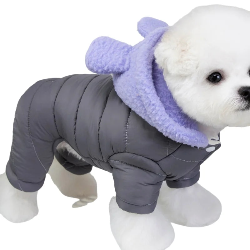 Mono impermeable para mascotas, ropa de invierno de forro polar para perros, abrigo con anilla en D