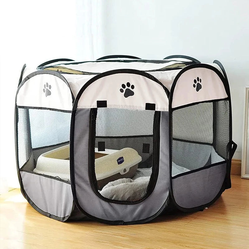 Parque plegable para mascotas, caseta para perros, accesorios de camping, jaula octogonal para mascotas, valla, parque de juegos exterior, refugio para cachorros