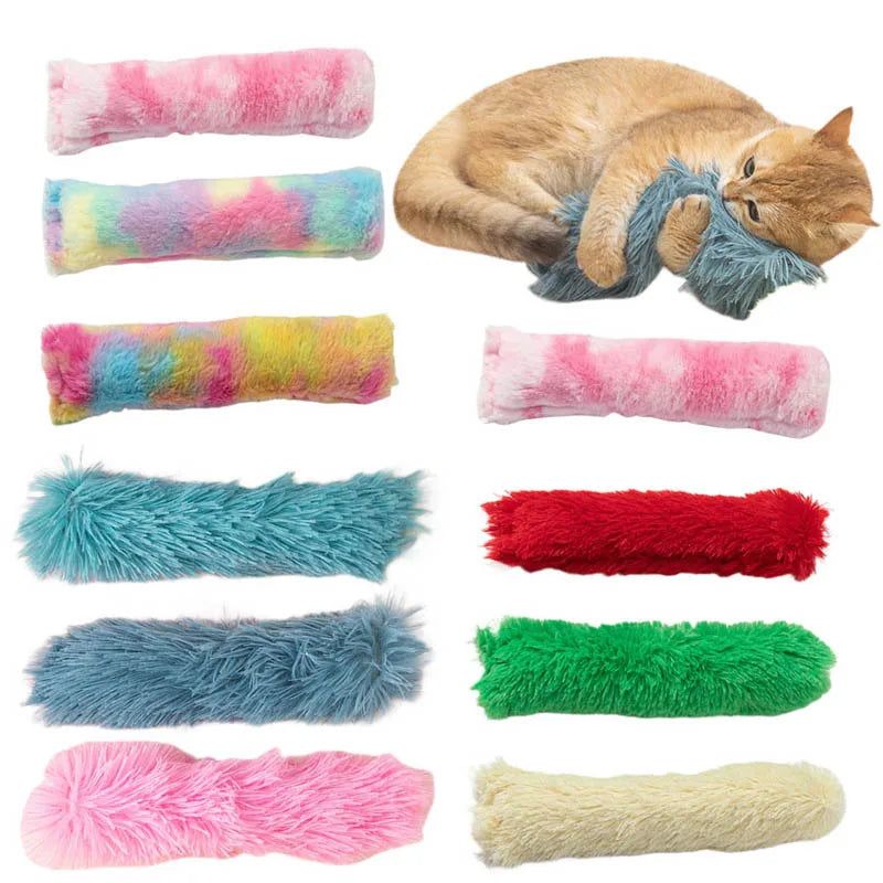 Divertido juguete para gatos, tiras de peluche, almohadas, juguetes de hierba gatera, juego interactivo suave