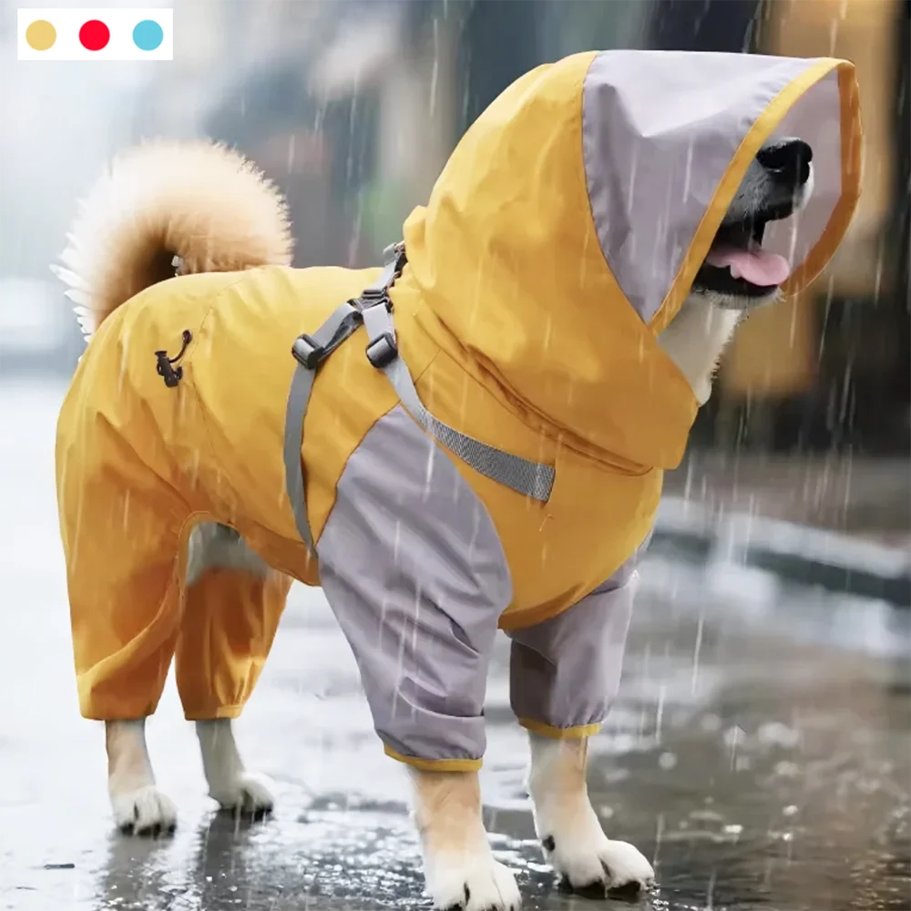 Abrigo impermeable para mascotas, chaqueta con capucha para cachorros, ideal para días lluviosos y para exteriores.