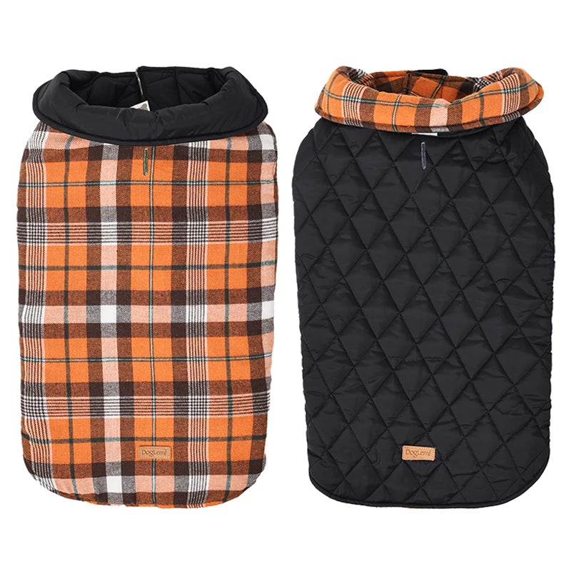 Chaqueta reversible para perro, ropa de invierno impermeable a cuadros, abrigo acolchado suave para perros pequeños y grandes, chaleco cálido para mascotas, Bulldog Francés