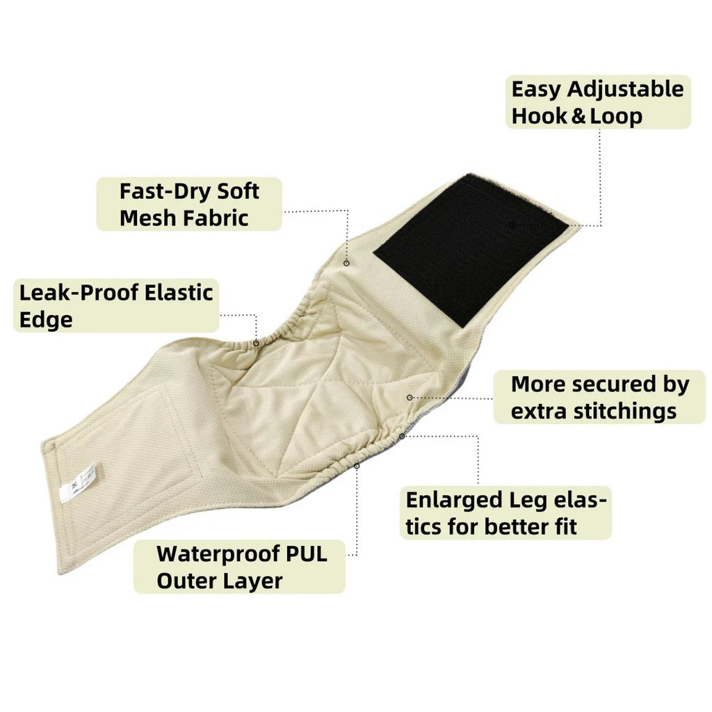 Paquete de 3 pañales lavables para perros machos, bragas sanitarias para mascotas, pañales reutilizables.