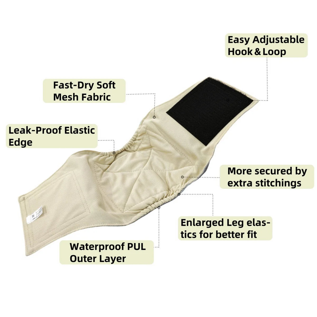 Paquete de 3 pañales lavables para perros machos, bragas sanitarias para mascotas, pañales reutilizables.