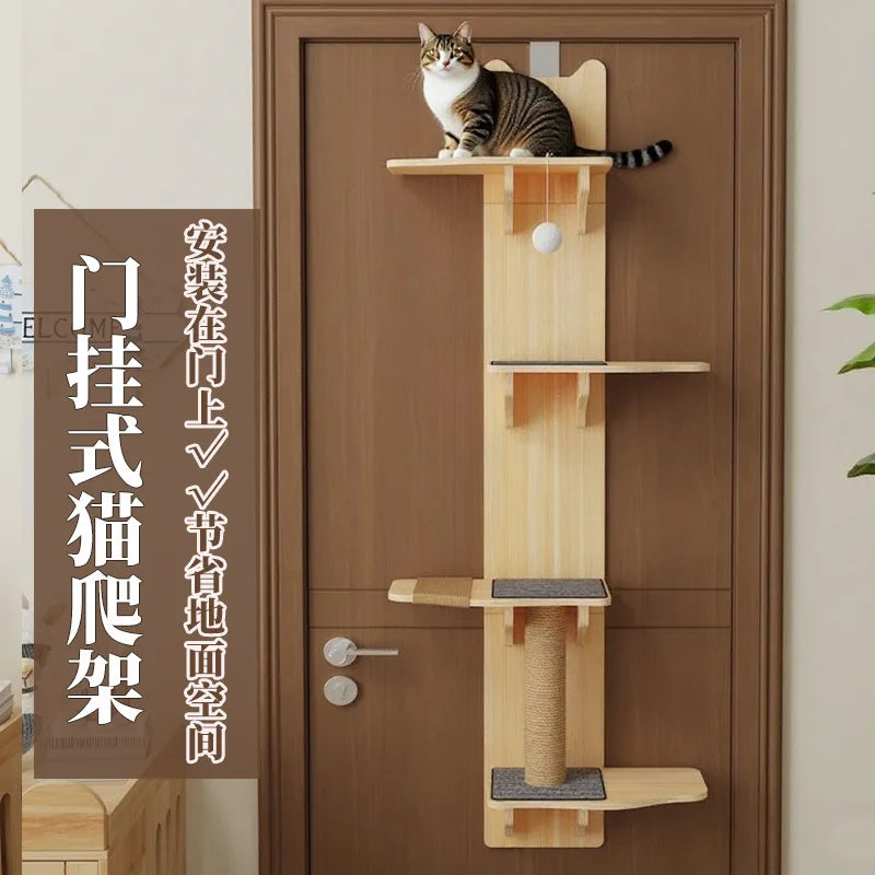Estructura de escalada para gatos, instalacion en la puerta