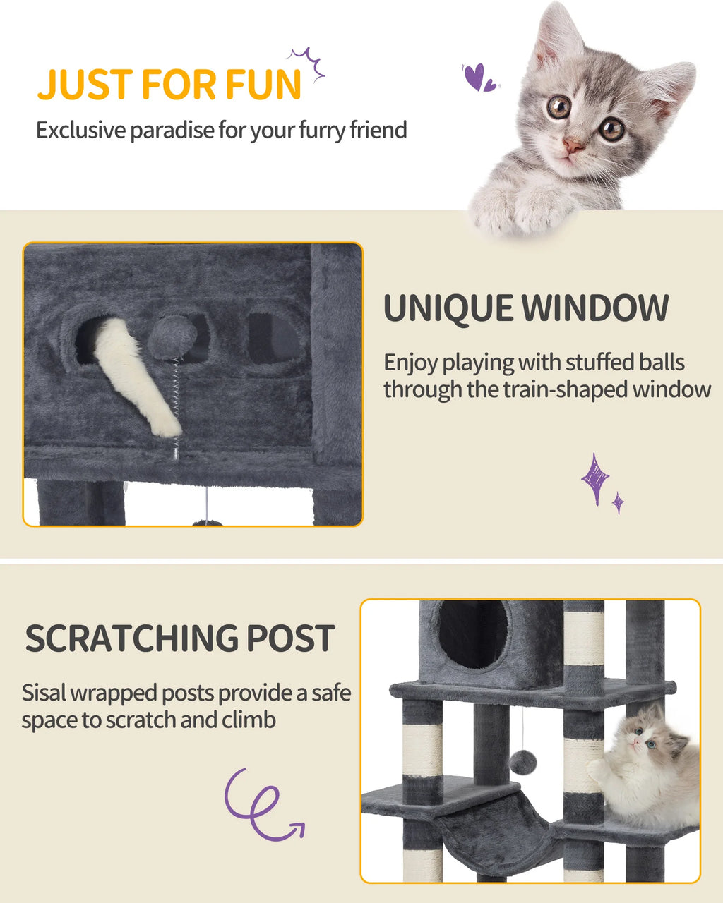 Árbol para gatos Hzuaneri de 210 cm, torre grande para gatos, varios niveles