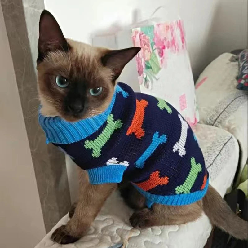 Suéter clásico para gatitos siameses, ropa de invierno cálida para mascotas, suéteres para gatos, perros y gatos Sphynx.